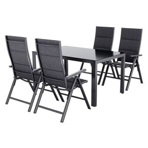 LIVARNO® Záhradné hliníkové kreslo Toronto, 4 kusy, antracitové + Hliníkový záhradný stôl Houston/Toronto, 140 x 92 x 74 cm vyobraziť