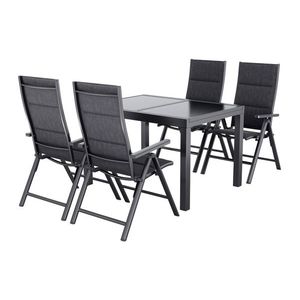 LIVARNO home Hliníkový rozkladací záhradný stôl Houston/Toronto + Záhradné hliníkové kreslo Toronto, 4 kusy, antracitové vyobraziť