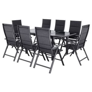 LIVARNO home Hliníkový rozkladací záhradný stôl Houston/Toronto + Záhradné hliníkové kreslo Toronto, 8 kusov, antracitové vyobraziť