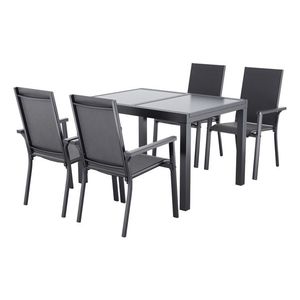 LIVARNO® Hliníkový rozťahovací záhradný stôl Houston/Toronto + Hliníkové stohovateľné kreslo Houston, 4 kusy vyobraziť