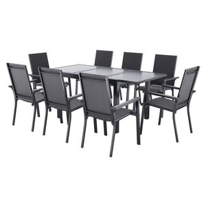 LIVARNO® Hliníkový rozťahovací záhradný stôl Houston/Toronto + Hliníkové stohovateľné kreslo Houston, 8 kusov vyobraziť