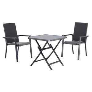 LIVARNO® Hliníkový skladací stôl Houston/Toronto, 70 x 70 x 70 cm + Hliníkové stohovateľné kreslo Houston, sivé, 2 kusy vyobraziť