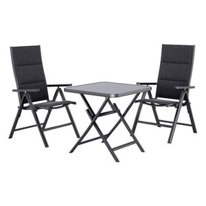LIVARNO® Hliníkový skladací stôl Houston/Toronto, 70 x 70 x 70 cm + Záhradné hliníkové kreslo Toronto, 2 kusy, antracitové vyobraziť