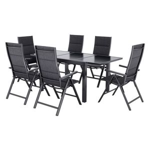LIVARNO home Hliníkový rozkladací záhradný stôl Houston/Toronto + Záhradné hliníkové kreslo Toronto, 6 kusov, antracitové vyobraziť
