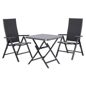 LIVARNO® Hliníkový skladací stôl Houston/Toronto, 70 x 70 x 70 cm + Záhradné hliníkové kreslo Houston, 2 kusy, sivé vyobraziť