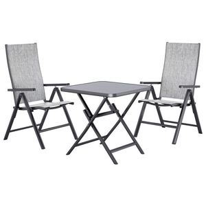 LIVARNO® Hliníkový skladací stôl Houston/Toronto, 70 x 70 x 70 cm + Hliníkové skladacie kreslo Houston, 2 kusy, svetlosivé vyobraziť