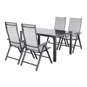 LIVARNO® Hliníkové skladacie kreslo Houston, 4 kusy, svetlosivé + Hliníkový záhradný stôl Houston/Toronto, 140 x 92 x 74 cm vyobraziť