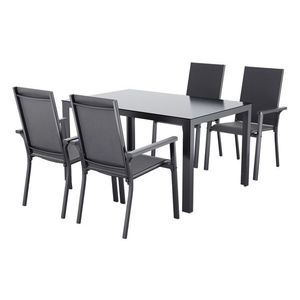 LIVARNO® Hliníkové stohovateľné kreslo Houston, 4 kusy, antracitová + Hliníkový záhradný stôl Houston/Toronto, 140 x 92 x 74 cm vyobraziť