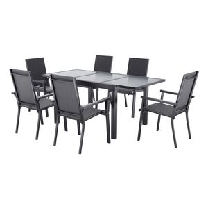 LIVARNO® Hliníkový rozťahovací záhradný stôl Houston/Toronto + Hliníkové stohovateľné kreslo Houston, 6 kusov vyobraziť