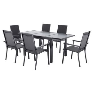 LIVARNO® Rozkladací záhradný stôl Houston/Toronto, 120 – 180 x 89 x 75 cm + Hliníkové stohovateľné kreslo Houston, sivé, 6 kusov vyobraziť