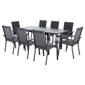 LIVARNO® Rozkladací záhradný stôl Houston/Toronto, 120 – 180 x 89 x 75 cm + Stohovateľné kreslo Houston, sivé, 8 kusov vyobraziť