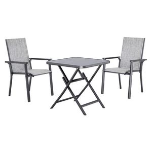 LIVARNO® Hliníkový skladací stôl Houston/Toronto, 70 x 70 x 70 cm + Hliníkové stohovateľné kreslo Houston, svetlosivé, 2 kusy vyobraziť