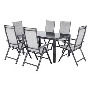 LIVARNO® Hliníkové skladacie kreslo Houston, 6 kusov, svetlosivé + Hliníkový záhradný stôl Houston/Toronto, 140 x 92 x 74 cm vyobraziť