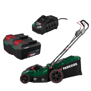 PARKSIDE® Aku kosačka na trávu PRMA 40 E3 + Rýchlonabíjačka akumulátora 20 V/4, 5 A + Akumulátor 20 V/4 Ah, 2 kusy vyobraziť