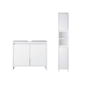 LIVARNO home Skrinka pod umývadlo + Vysoká skrinka do kúpeľne Oslo s 2 dvierkami, biela vyobraziť