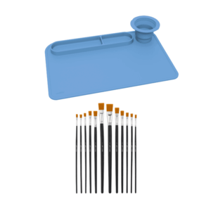 crelando® Pohár na štetce s podložkou, modrá + Súprava plochých nylonových štetcov, 12-dielna vyobraziť