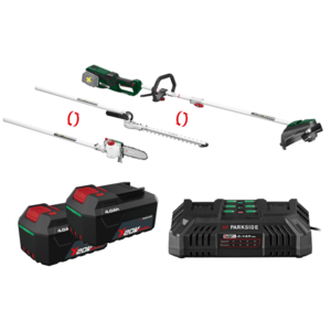 PARKSIDE® Aku záhradné kombinované náradie PGKGA 40-Li B2 + Akumulátor 20 V/4 Ah, 2 kusy + Dvojitá nabíjačka 20 V/4, 5 A vyobraziť