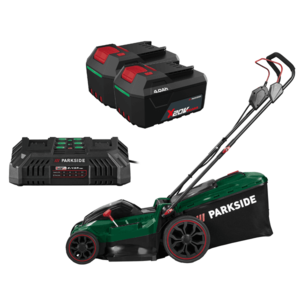 PARKSIDE® Aku kosačka na trávu PRMA 40 E3 + Akumulátor 20 V/4 Ah PAP 204 A1, 2 kusy + Dvojitá nabíjačka na akumulátor 20 V/4, 5 A vyobraziť