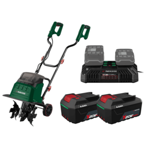 PARKSIDE® Aku kultivátor 40 V PABH B2 + Akumulátor 20 V/4 Ah, 2 kusy + Dvojitá nabíjačka 20 V/4, 5 A vyobraziť