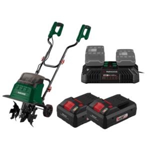 PARKSIDE® Aku kultivátor 40 V PABH B2 + Smart akumulátor 20 V/4 Ah, 2 kusy + Dvojitá nabíjačka 20 V/4, 5 A vyobraziť