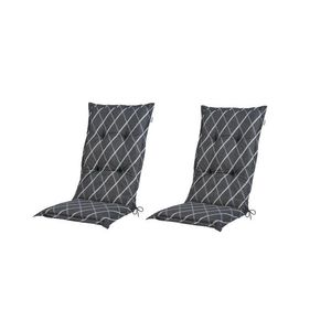 LIVARNO® Podsedák na kreslo s vysokým operadlom Valencia/Miami, pruhy/antracitový, 2 kusy vyobraziť