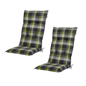 LIVARNO® Podsedák na kreslo s vysokým operadlom Valencia/Miami, károvaná/zelená, 2 kusy vyobraziť