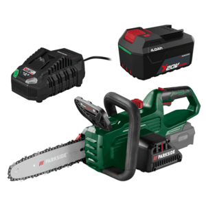 PARKSIDE® Aku reťazová píla 20 V PAKS F5 + Akumulátor 20 V/4 Ah PAP 204 A1 + Rýchlonabíjačka akumulátora 20 V/4, 5 A PLG 20 C3 vyobraziť