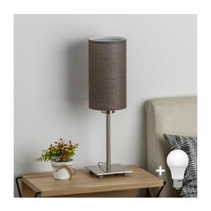 Eglo - LED Stolová lampa TUNJA 1xE27/60W/230V 26, 5 cm matný chróm/hnedá 1xEG32509+1xEG32502 vyobraziť