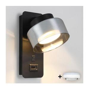 Brilagi - LED Nástenné svietidlo s USB portom AURA LUX 1xGX53/30W/230V čierna/dymová WO-OEM-CF-13-BK vyobraziť