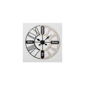 Eurolamp Nástenné hodiny, napájanie 1× AA, priemer 60 cm, čierna/biela patina 753-10010 vyobraziť