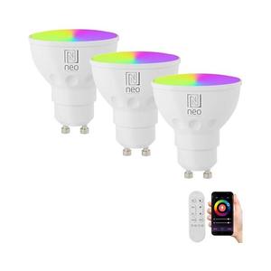 NEO 07724CDO-SADA 3xLED RGB stmievateľná žiarovka GU10/4, 8W/230V Wi-Fi Tuya+diaľkové ovládanie 07724CDO vyobraziť