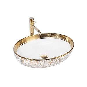 REA-U9650 - Umývadlo na dosku MARGOT 40x52 cm keramika/biela/zlatá REA-U9650 vyobraziť