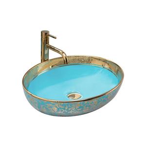 REA-U8709 - Umývadlo na dosku MARGOT 40x52 cm keramika/modrá/zlatá REA-U8709 vyobraziť