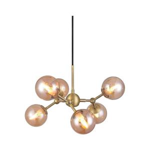 Halo Design 736560 - Závesný luster ATOM 6×G9/28W/230V, priemer 45 cm, mosadz/béžový kábel 736560 vyobraziť