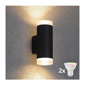Brilagi - LED RGBW vonkajšie nástenné svietidlo MATERA 2xGU10/6W/230V čierne IP54 BG0690+2xAI2383 vyobraziť