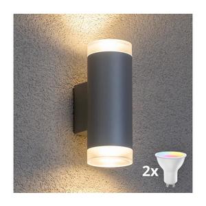 Brilagi - LED RGBW vonkajšie nástenné svietidlo MATERA 2xGU10/6W/230V šedá IP54 BG0980+2xAI2383 vyobraziť