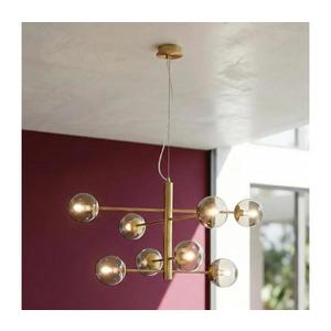 Ondaluce - Závesný luster ELISEO na lanku 8xE14/10W/230V pr. 97 cm zlatý/dymovo béžový SO.ELISEO/8-ORO vyobraziť