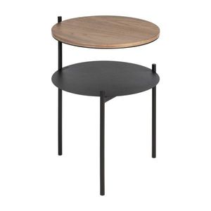 Čierny/v tmavo prírodnej farbe nočný stolík s doskou v dekore orechového dreva Tu – noo.ma vyobraziť