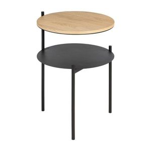 Čierny/v prírodnej farbe nočný stolík s doskou v dubovom dekore Tu – noo.ma vyobraziť