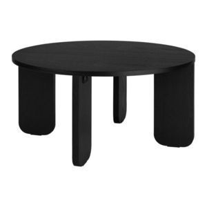 Čierny okrúhly konferenčný stolík s doskou v dubovom dekore ø 75 cm Kuvu – noo.ma vyobraziť