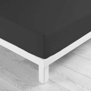 Čierna napínacia bavlnená plachta 160x200 cm Lina – douceur d'intérieur vyobraziť