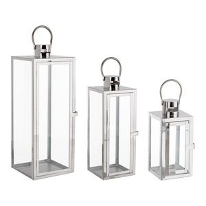 Sklenený/nerezový lampáš 3 ks (výška 50, 5 cm) Isolde – Yes Everyday vyobraziť