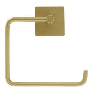 Kovový držiak na toaletný papier bez vŕtania v matne zlatej farbe Fixeo – douceur d'intérieur vyobraziť