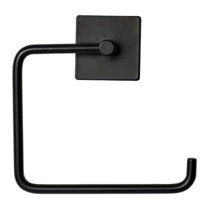 Matne čierny kovový držiak na toaletný papier bez vŕtania Fixeo – douceur d'intérieur vyobraziť