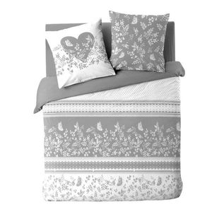 Biele/sivé 3-dielne bavlnené obliečky na dvojlôžko/predĺžené 240x220 cm Annie – douceur d'intérieur vyobraziť
