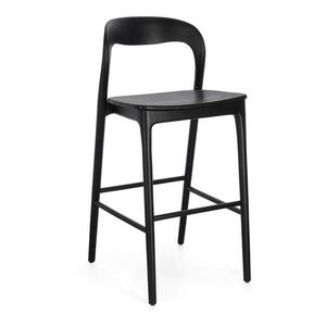 Čierna barová stolička z teakového dreva (výška sedadla 72, 5 cm) Miley – Bizzotto vyobraziť
