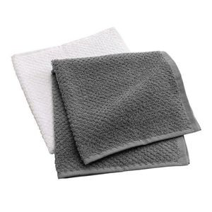 Biele/sivé froté bavlnené uteráky v súprave 2 ks 50x50 cm Gourmet – douceur d'intérieur vyobraziť