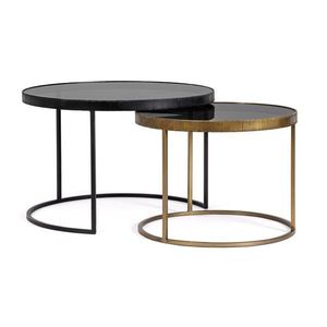 Čierne/v zlatej farbe okrúhle konferenčné stolíky v súprave 2 ks so sklenenou doskou ø 75 cm Yamir – Bizzotto vyobraziť
