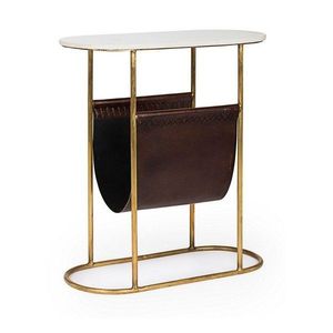Hnedý/v zlatej farbe konzolový stolík s mramorovou doskou 23x53 cm Marmol – Bizzotto vyobraziť