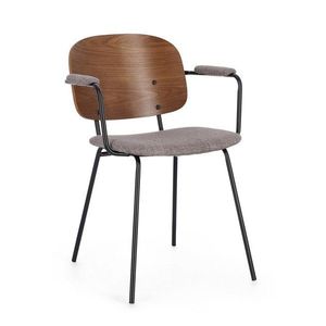 Sivá/hnedá čalúnená jedálenská stolička s podrúčkami Sienna – Bizzotto vyobraziť